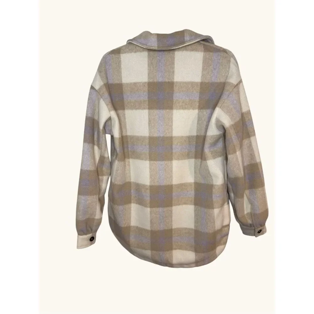 FORE Plaid Button-Up Wool Blend Shacket Size Small NWOT